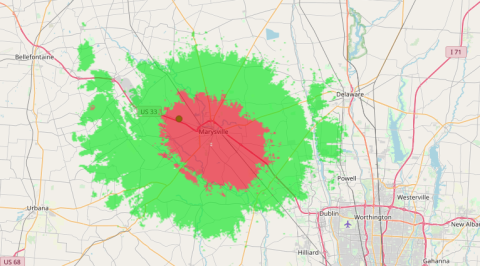 70cm Repeater Coverage Area